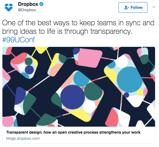 Example of a social media post from Dropbox.